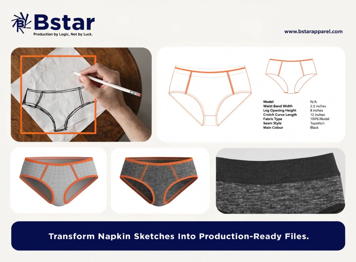 BSTAR transforms napkin sketches into production-ready files for women's briefs