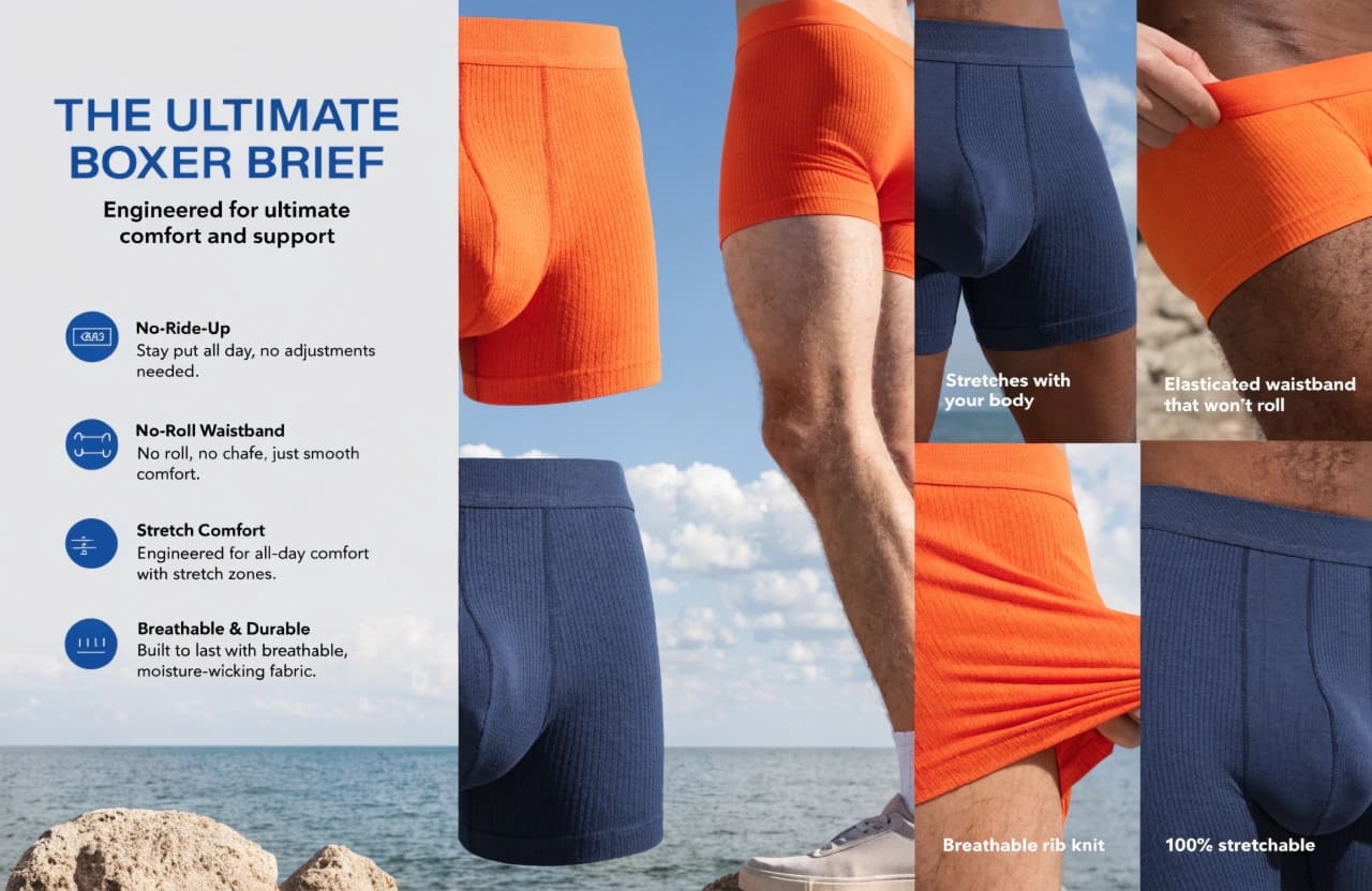 premium underwear, boxer brief focus, pain-point design