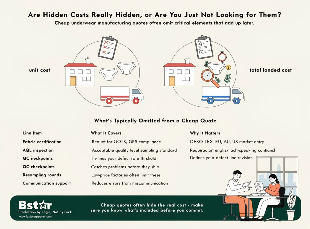 Hidden costs in underwear manufacturing quotes