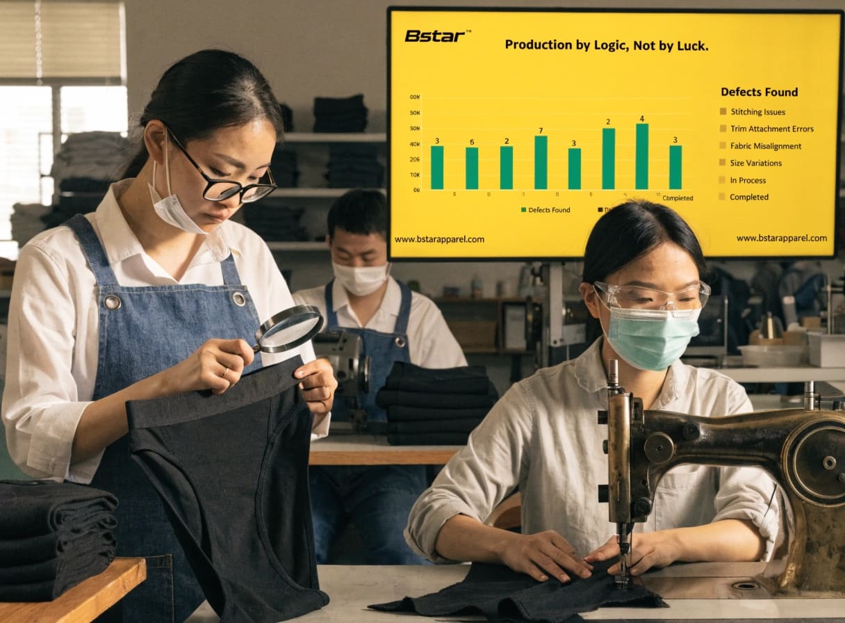 Precision stitching quality control in underwear manufacturing