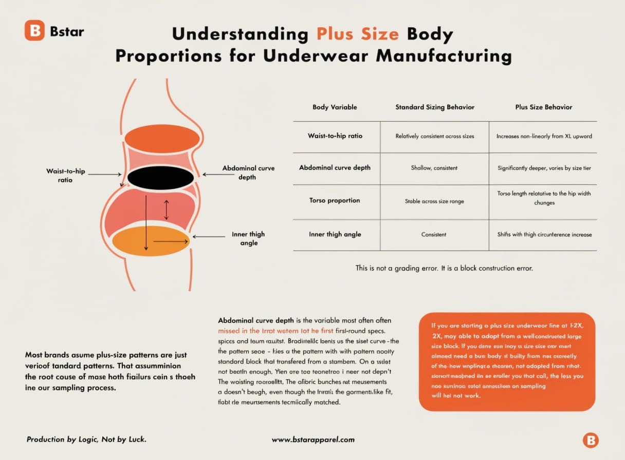 Understanding Plus Size Body Proportions for Underwear Manufacturing Plus size body proportion diagram for pattern development