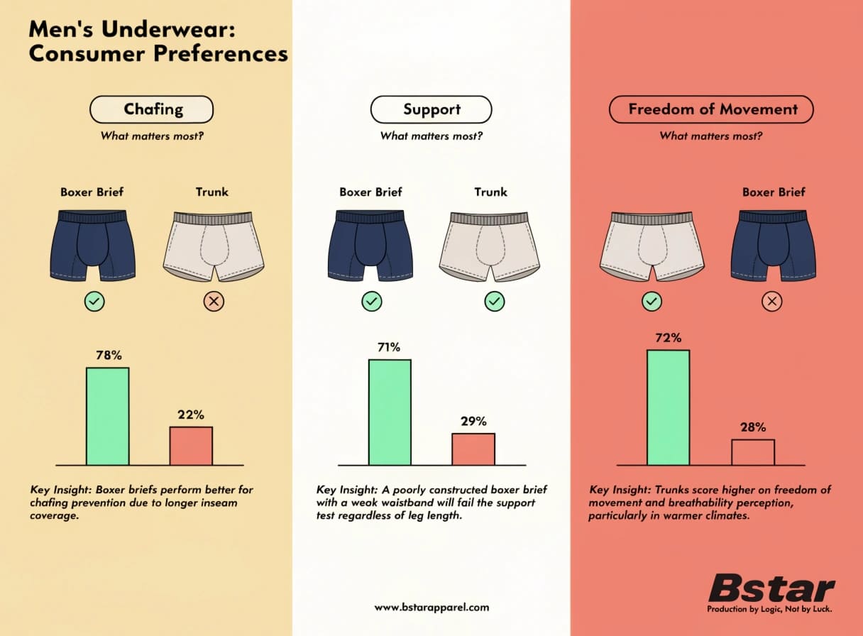 Men's underwear comfort support fit preference consumer data