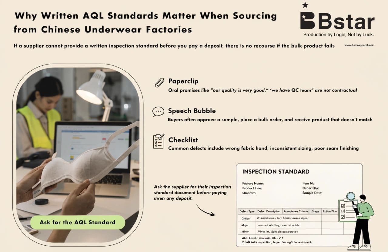 Why written AQL standards matter when sourcing from Chinese underwear factories AQL inspection standards for underwear factories