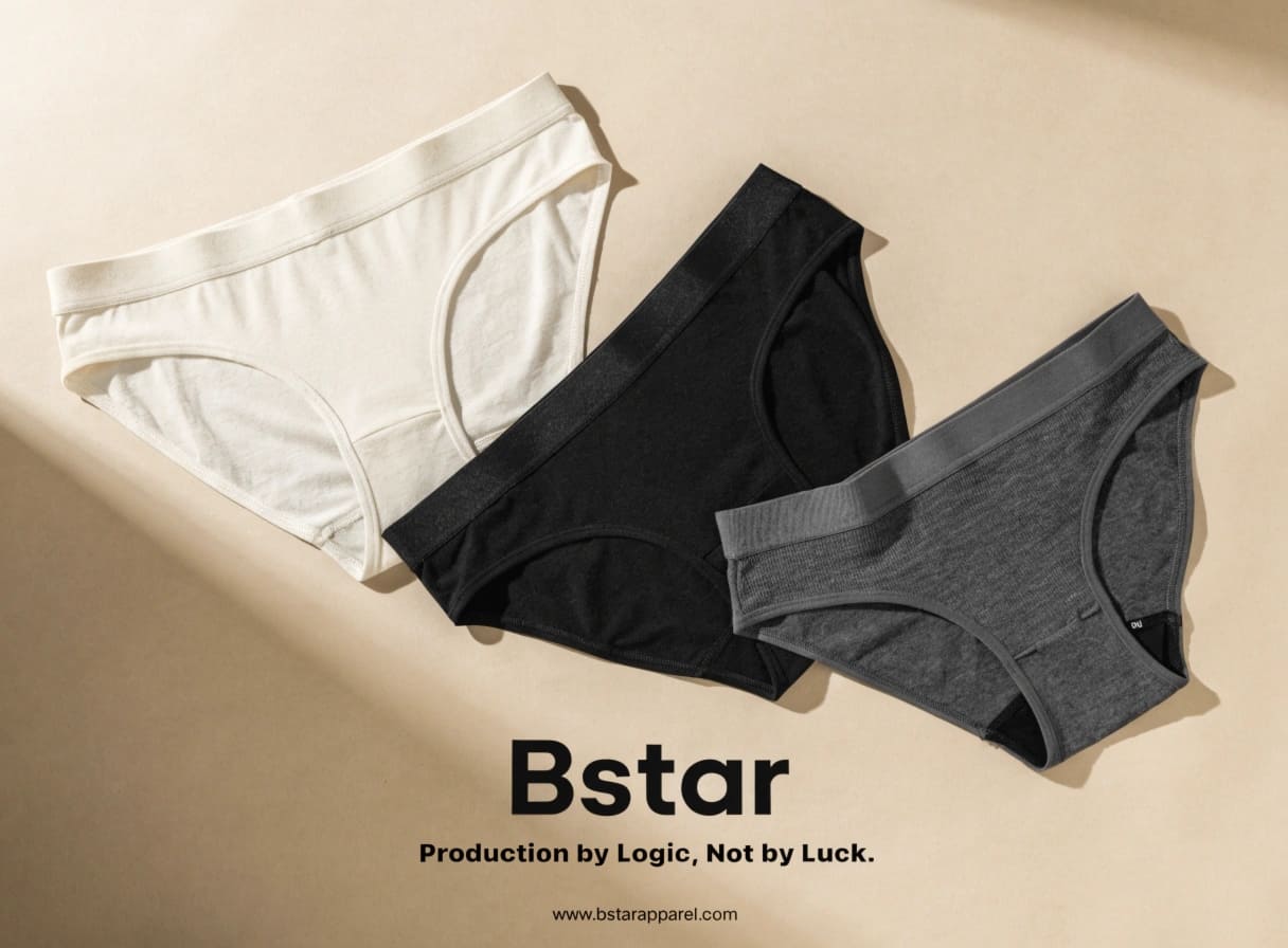 Gender-neutral underwear flat lay with minimalist design