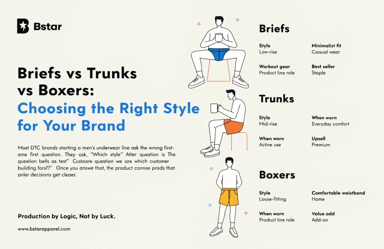 How Do You Choose Between Briefs, Trunks, and Boxers for Your Brand?