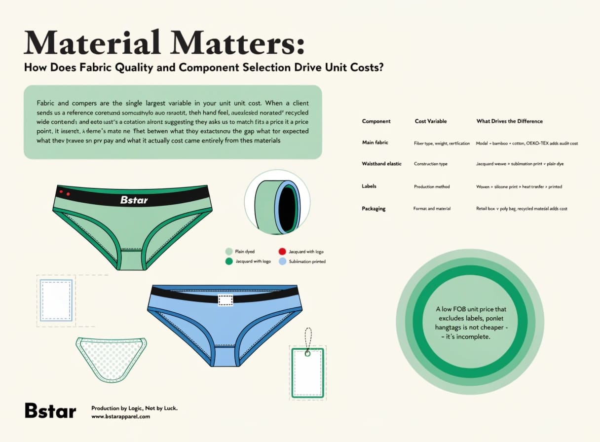 Fabric quality and component selection for custom underwear