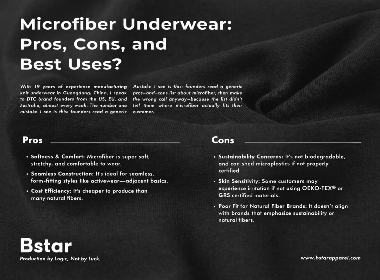 Microfiber underwear fabric close-up showing smooth texture and fine knit structure