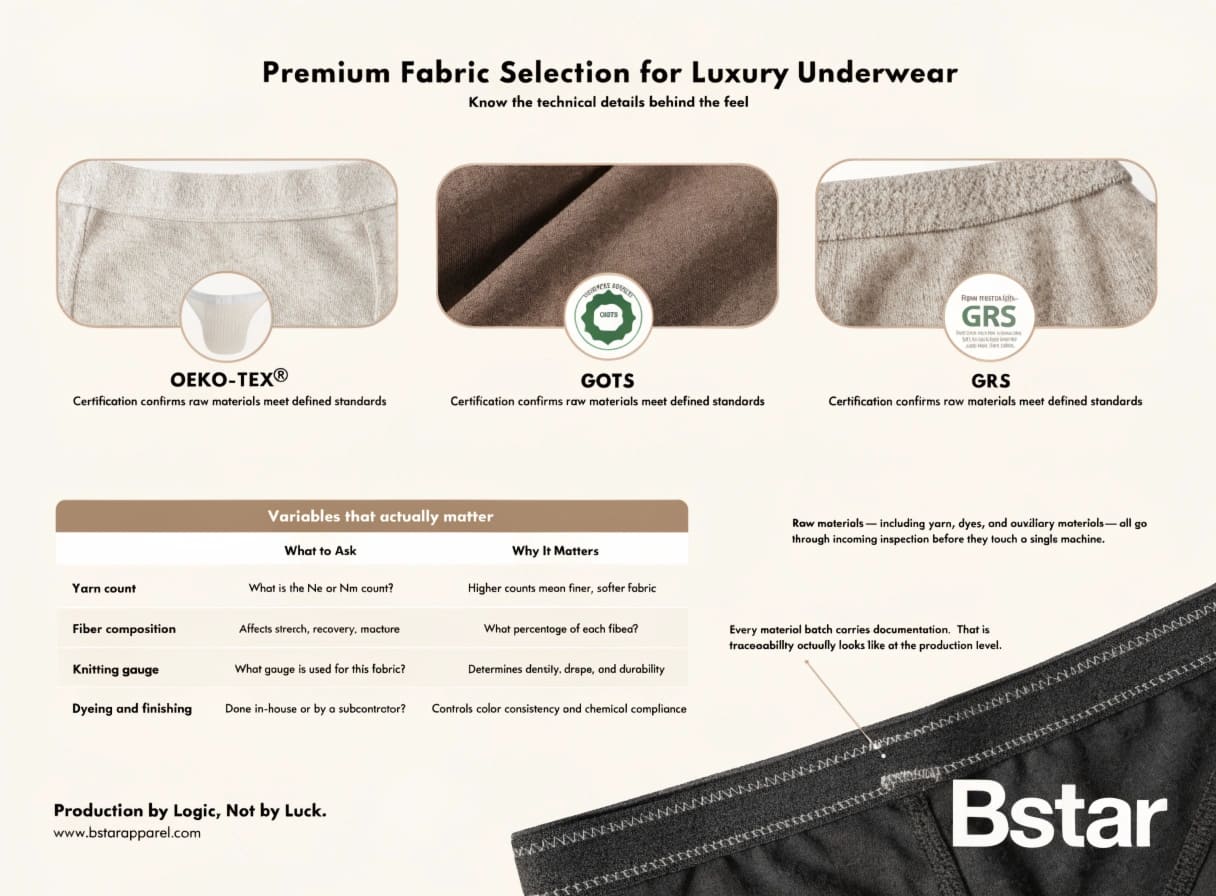 Premium fabric certifications for luxury underwear