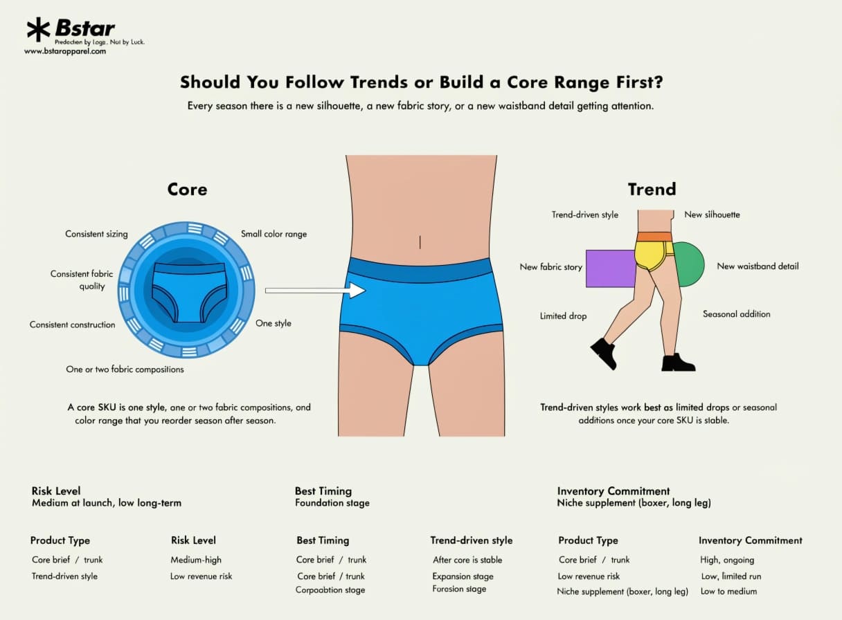 Trend vs core product strategy underwear brand planning