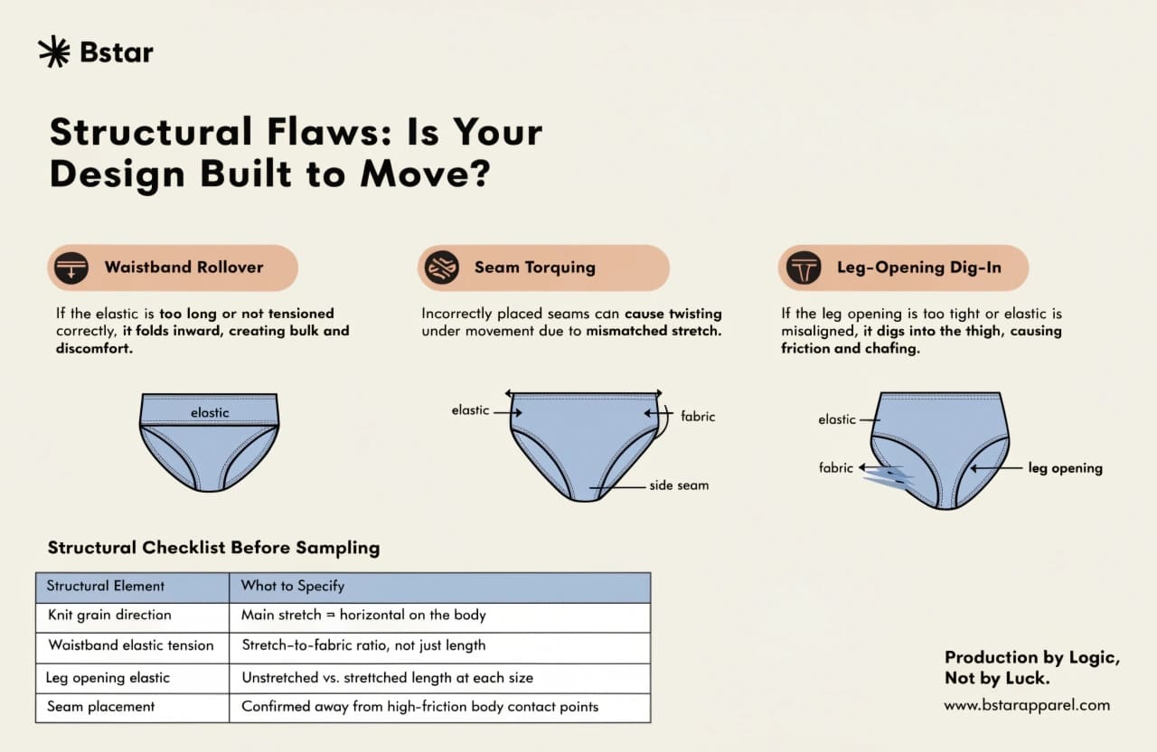 Structural Flaws in Underwear Design Underwear structural design seam placement