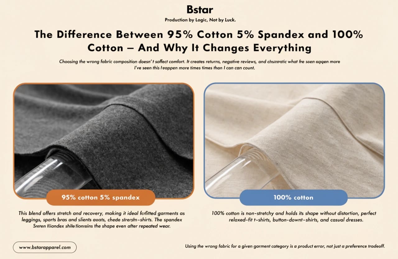95 cotton 5 spandex vs 100 cotton fabric difference 95% cotton 5% spandex vs 100% cotton fabric comparison