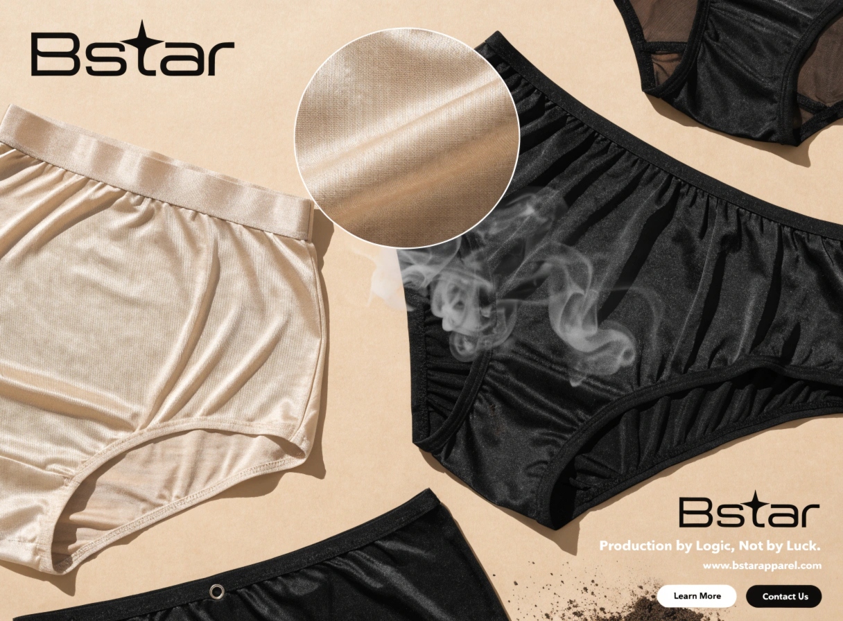 Lifestyle flat lay of silk underwear pieces with breathability and fabric texture visible