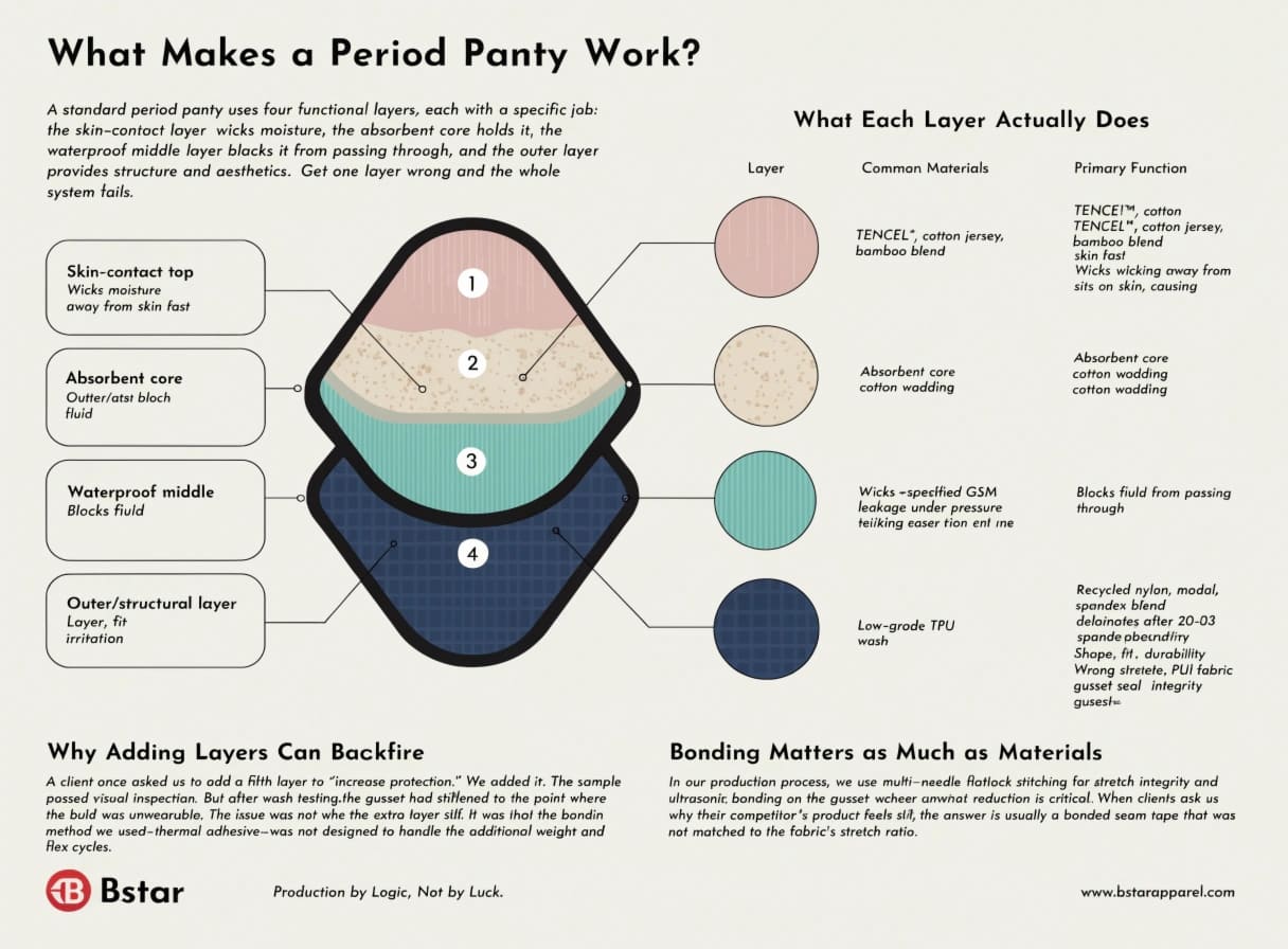 Period Panty Layer Function Diagram Four-layer period panty construction breakdown