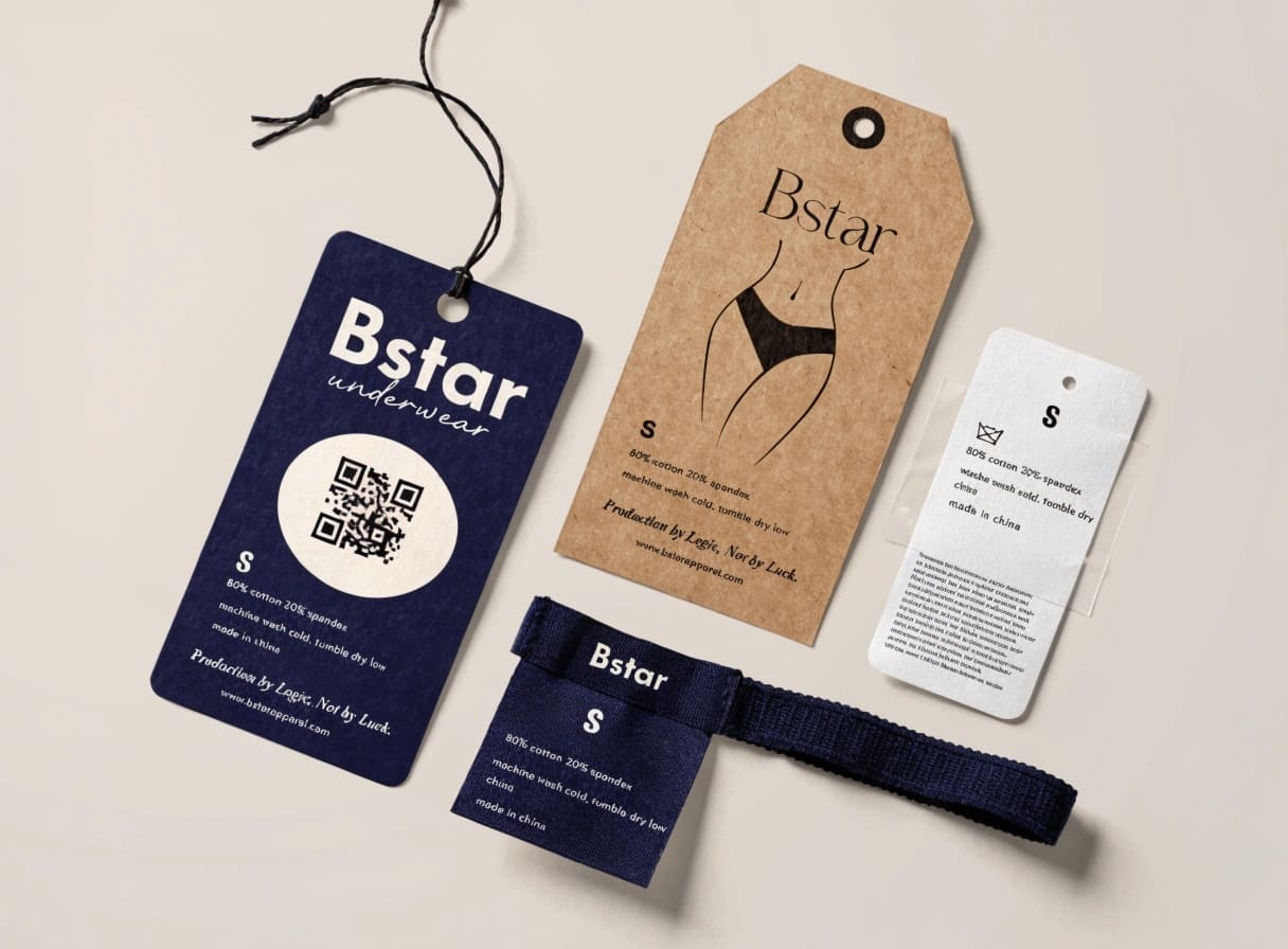 Custom hang tags and care labels for underwear brands storytelling and compliance