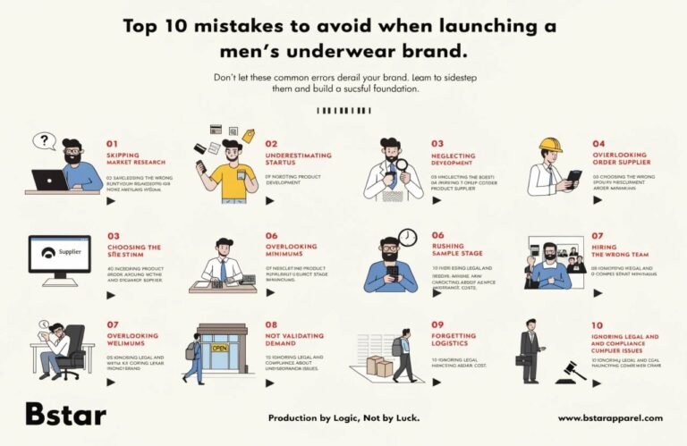 Top 10 mistakes to avoid when launching a men's underwear brand.