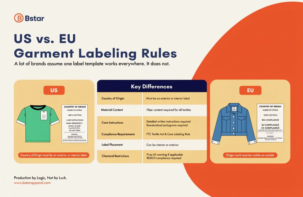 Key differences between US and EU apparel labeling regulations US vs EU garment labeling differences