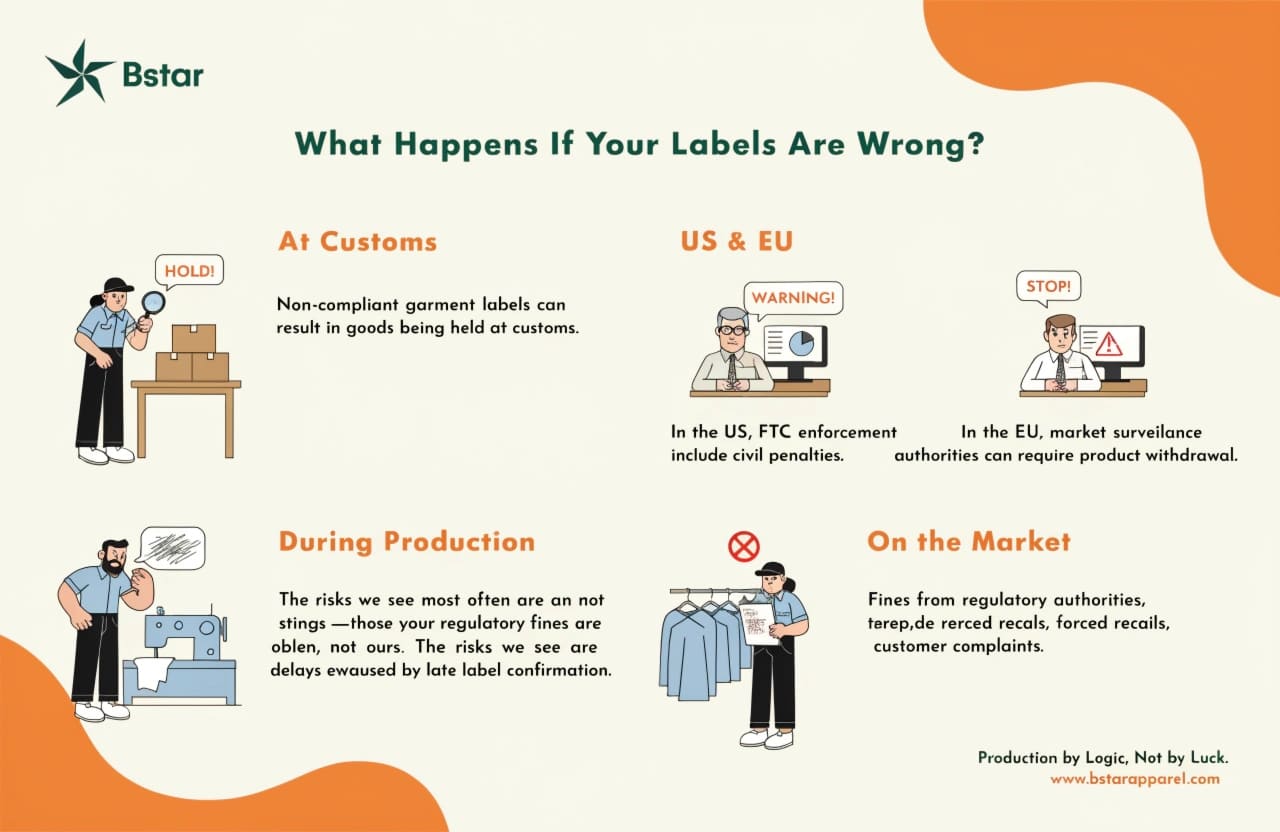 Risks and penalties for non-compliant garment labels in US and EU consequences of garment labeling non-compliance