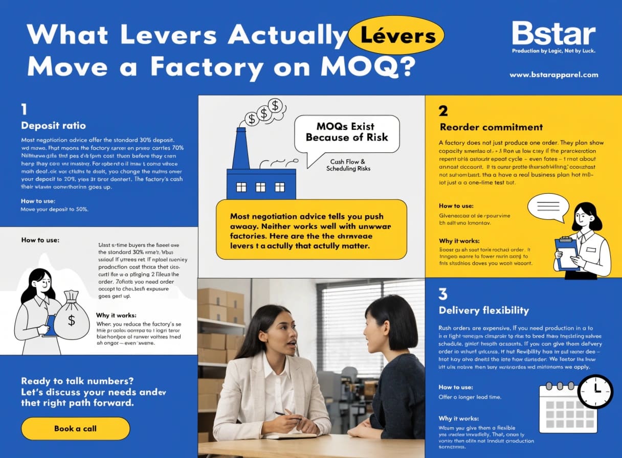 Negotiation meeting between buyer and factory representative