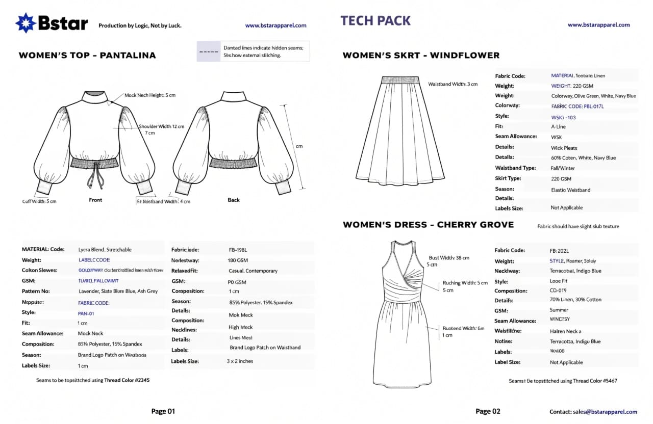 creating a clear tech pack for Chinese clothing manufacturers tech pack essentials