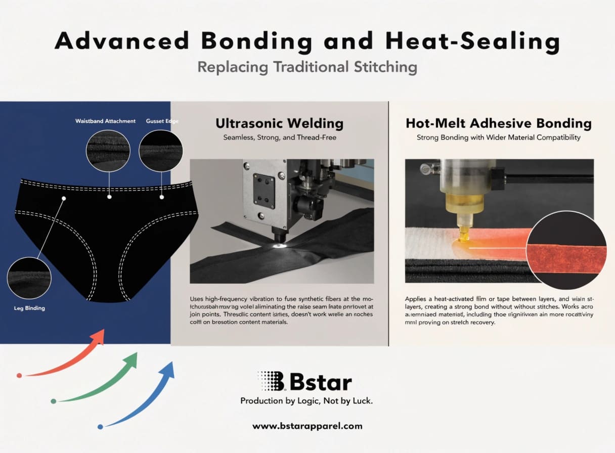 Heat Sealing and Ultrasonic Welding in Seamless Underwear Manufacturing Ultrasonic welding and hot-melt adhesive bonding for seamless underwear