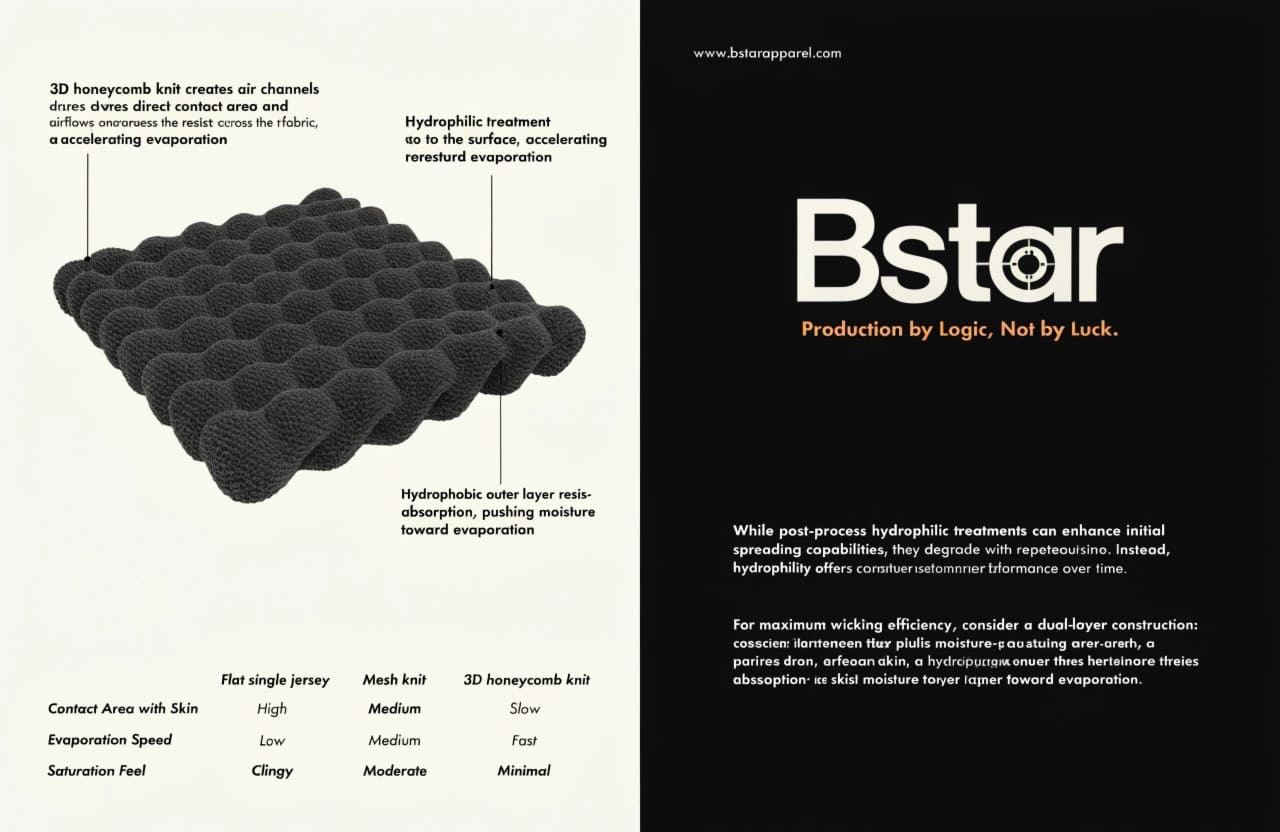 3D Honeycomb Knit and Hydrophilic Treatment Technology in Athletic Underwear 3D honeycomb knit fabric for athletic underwear evaporation