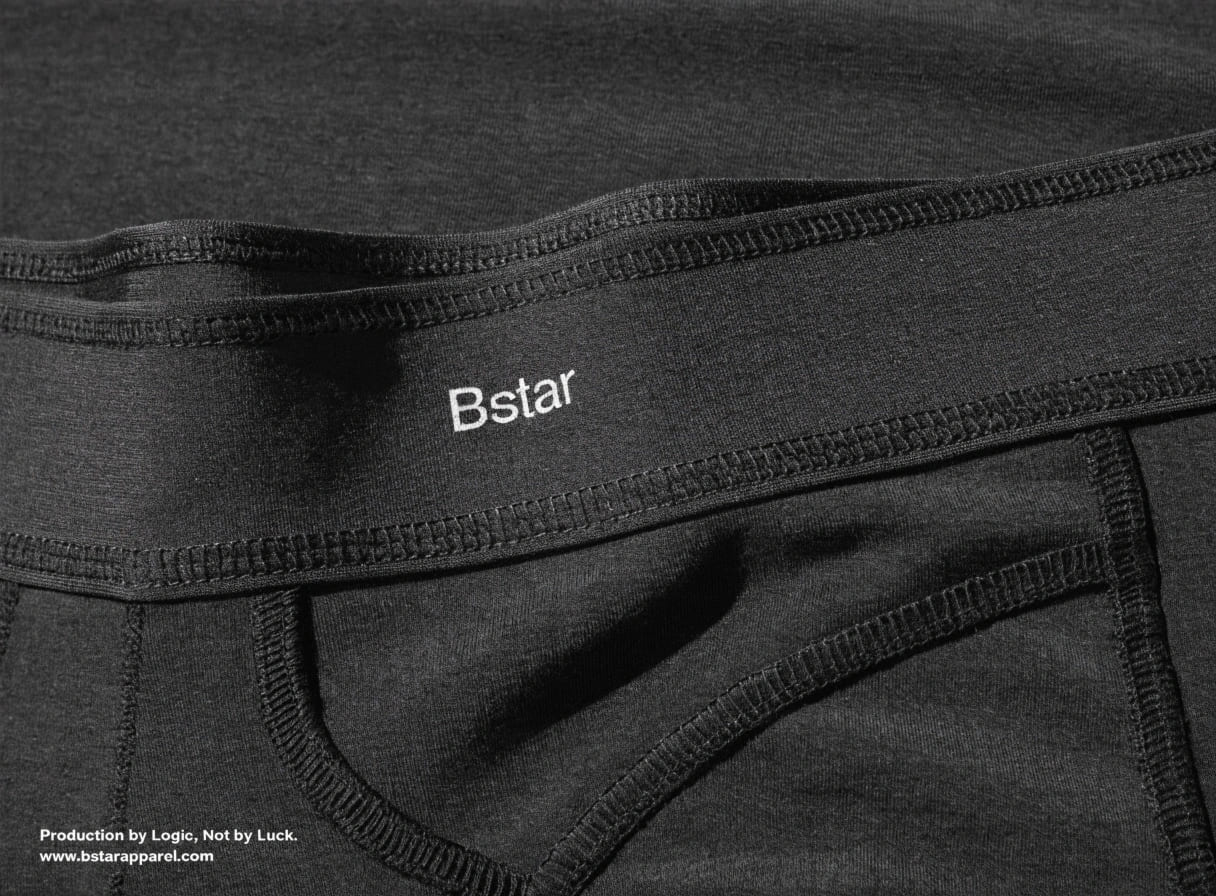 macro shot of underwear seams and waistband construction for e-commerce