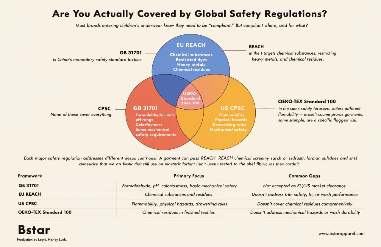 GB31701 REACH CPSC Children's Underwear Compliance Global children's apparel safety regulations overview