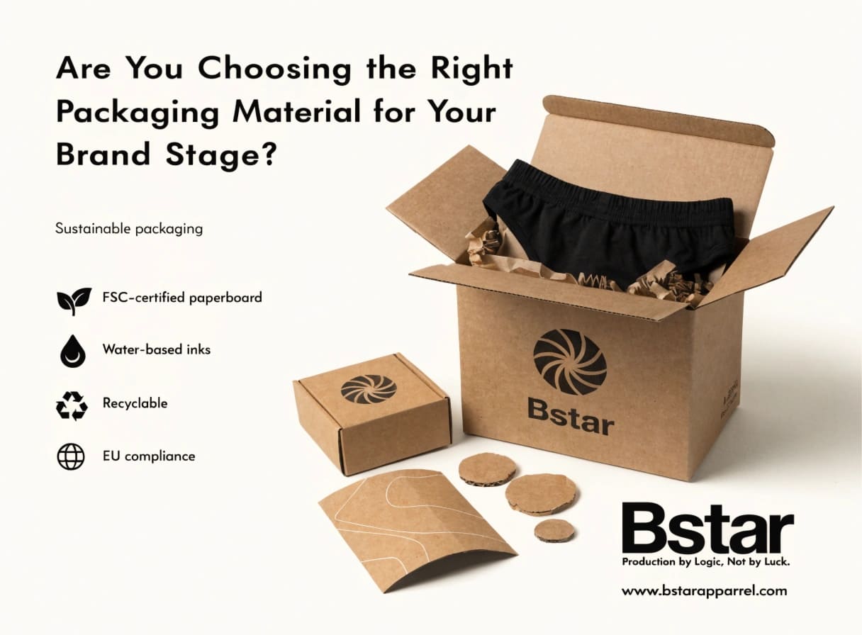 sustainable underwear packaging materials FSC certified paper water-based inks
