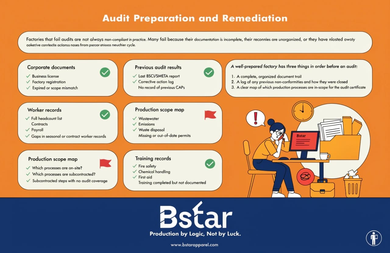 Factory audit preparation and corrective action checklist