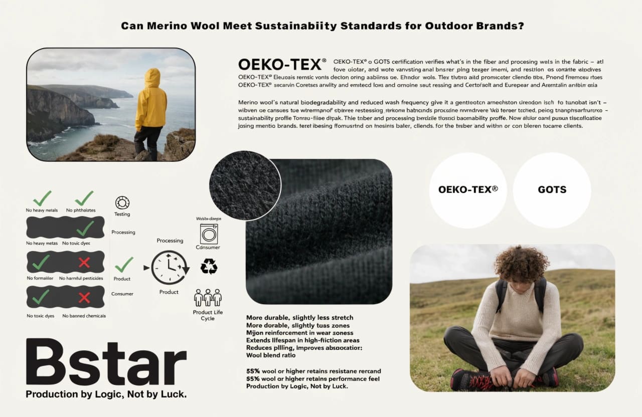 Sustainable merino wool certifications OEKO-TEX GOTS outdoor