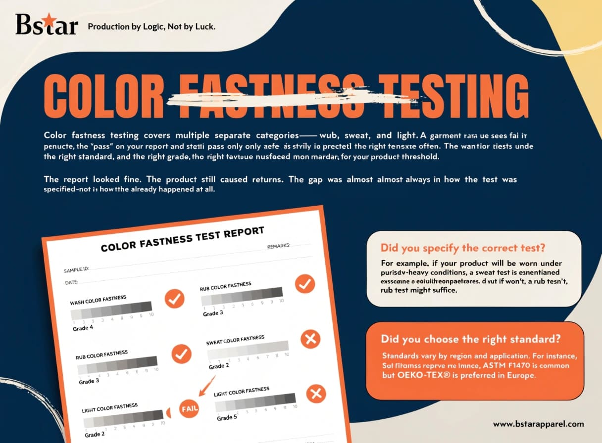 Color fastness test report with grey scale ratings