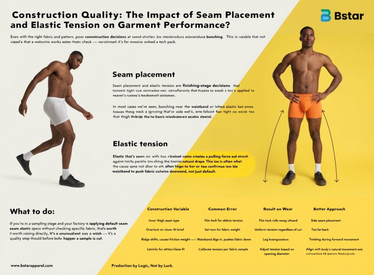 Seam placement and elastic tension