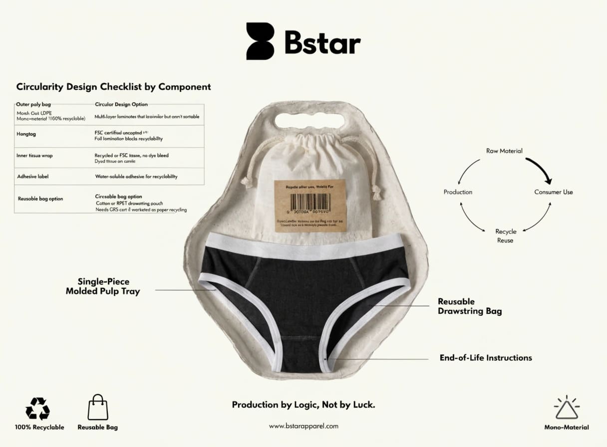 Minimalist packaging design for circularity in underwear brands Minimalist sustainable underwear packaging design for circularity