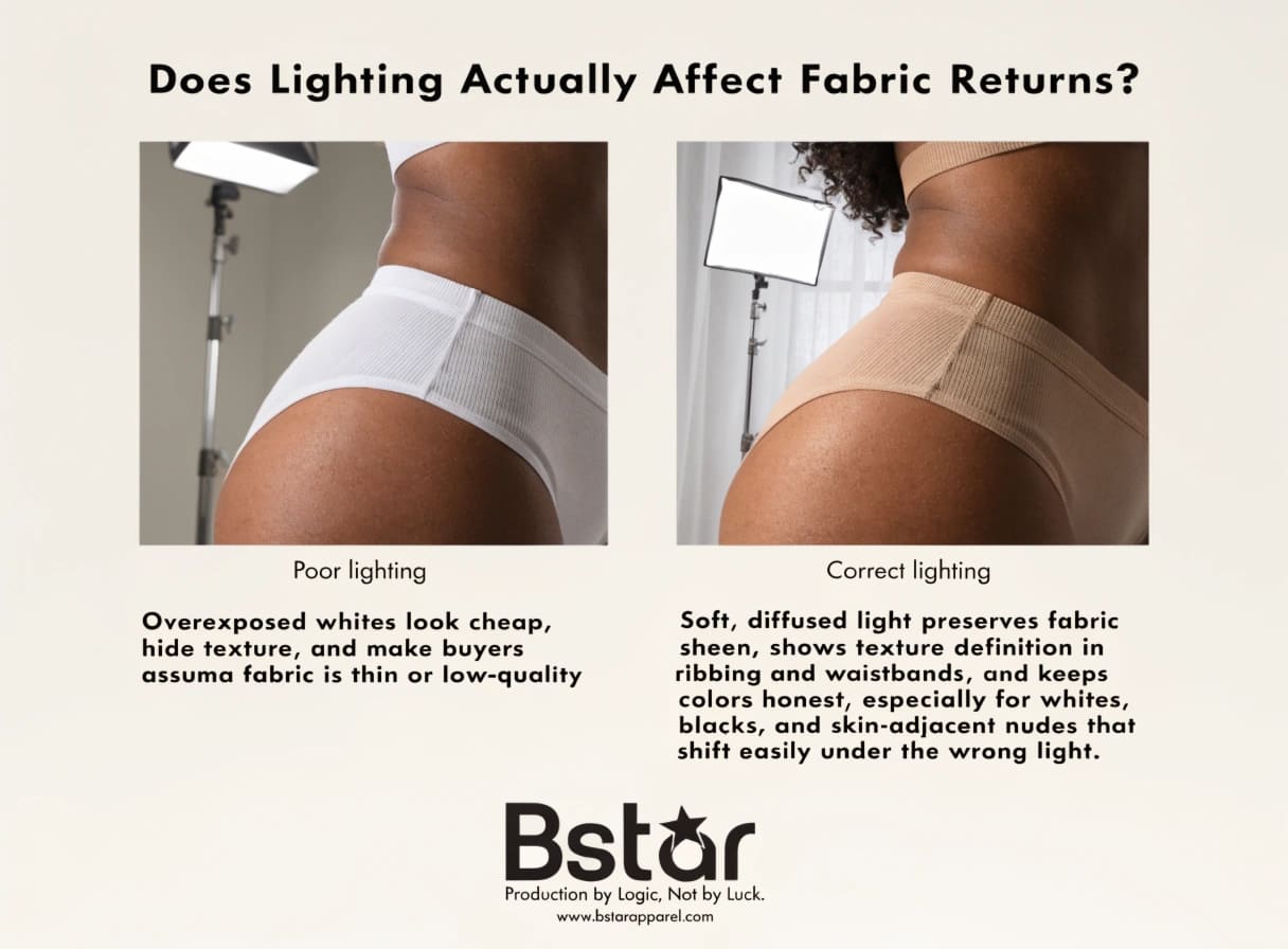 soft lighting setup for underwear fabric texture photography