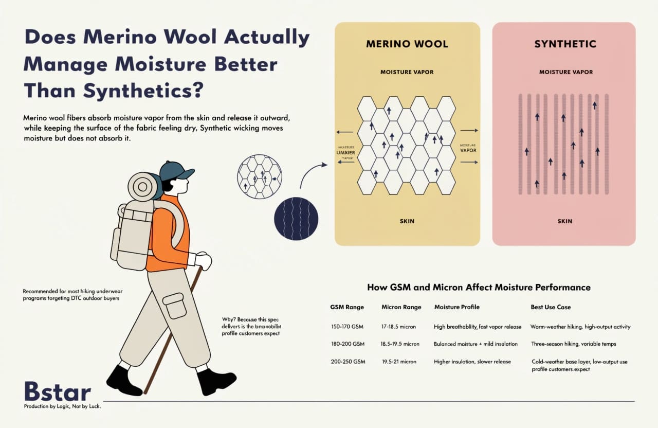 Merino wool fiber moisture management diagram