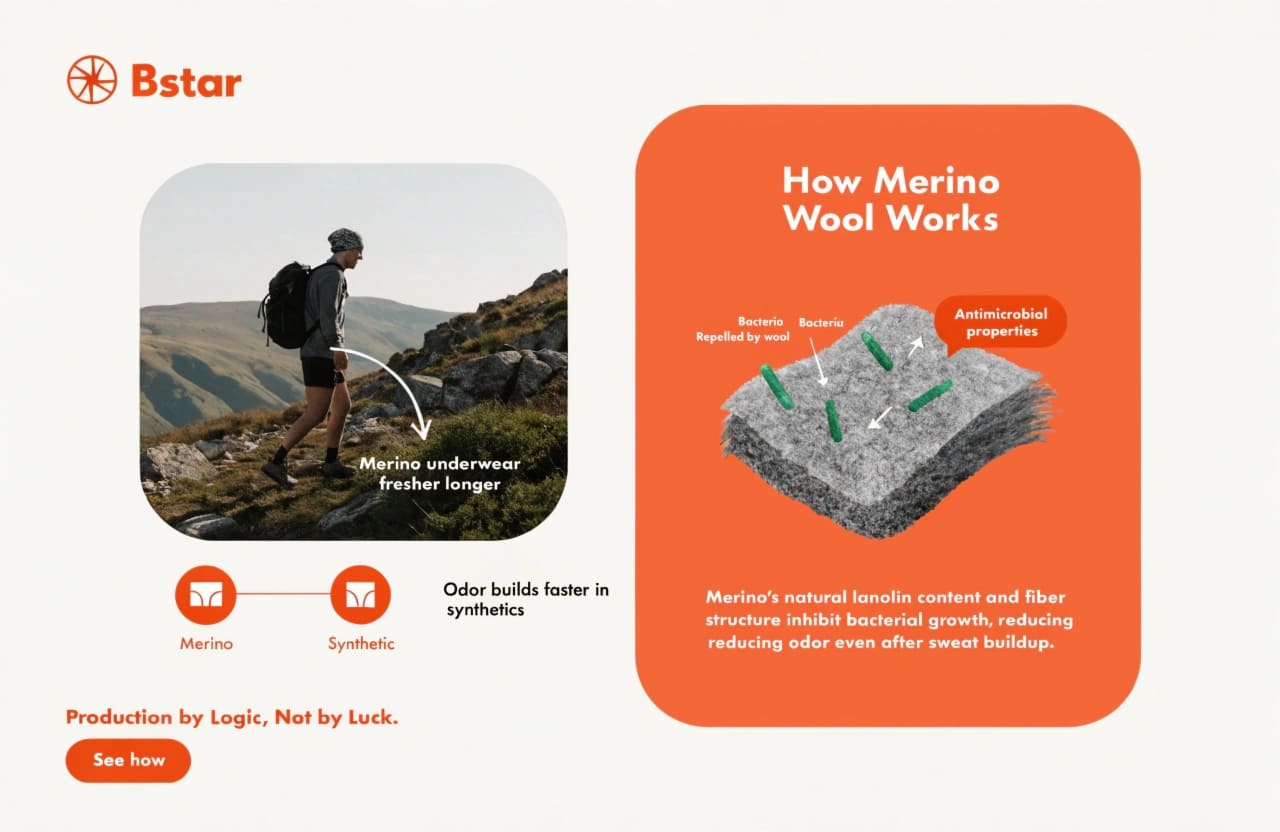 Merino wool antimicrobial properties for outdoor use