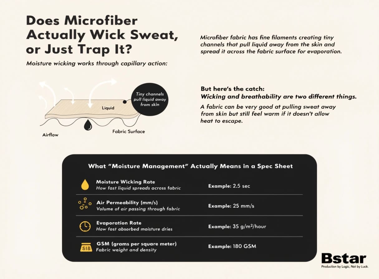 capillary action moisture wicking microfiber fabric
