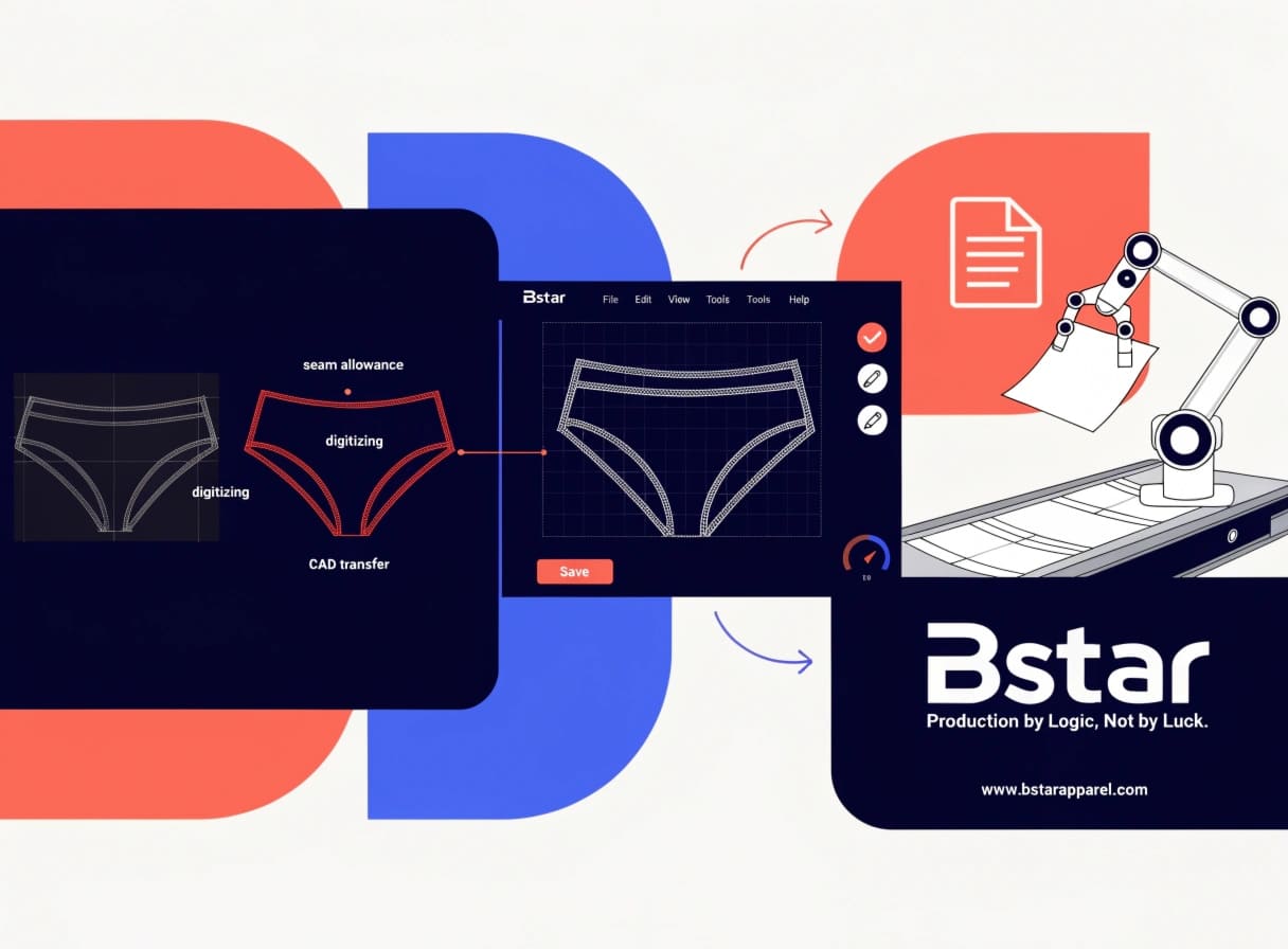 Digital CAD pattern integration for underwear production