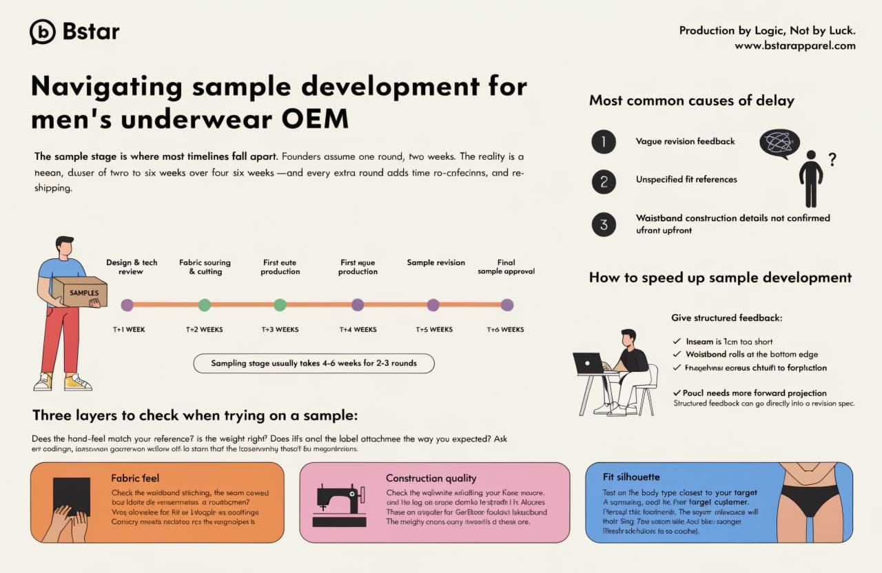 Sample development process for underwear brand
