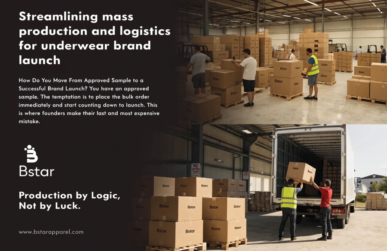 Mass production and logistics for underwear brand launch