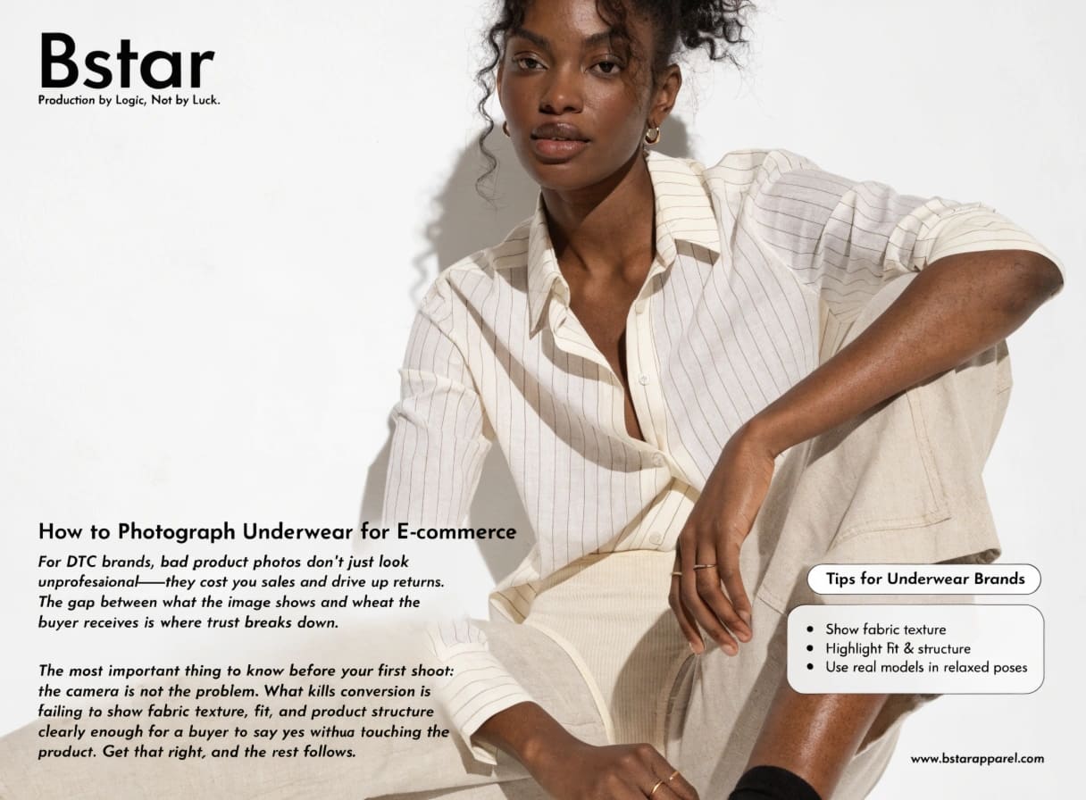 underwear e-commerce product photography tips for DTC brands