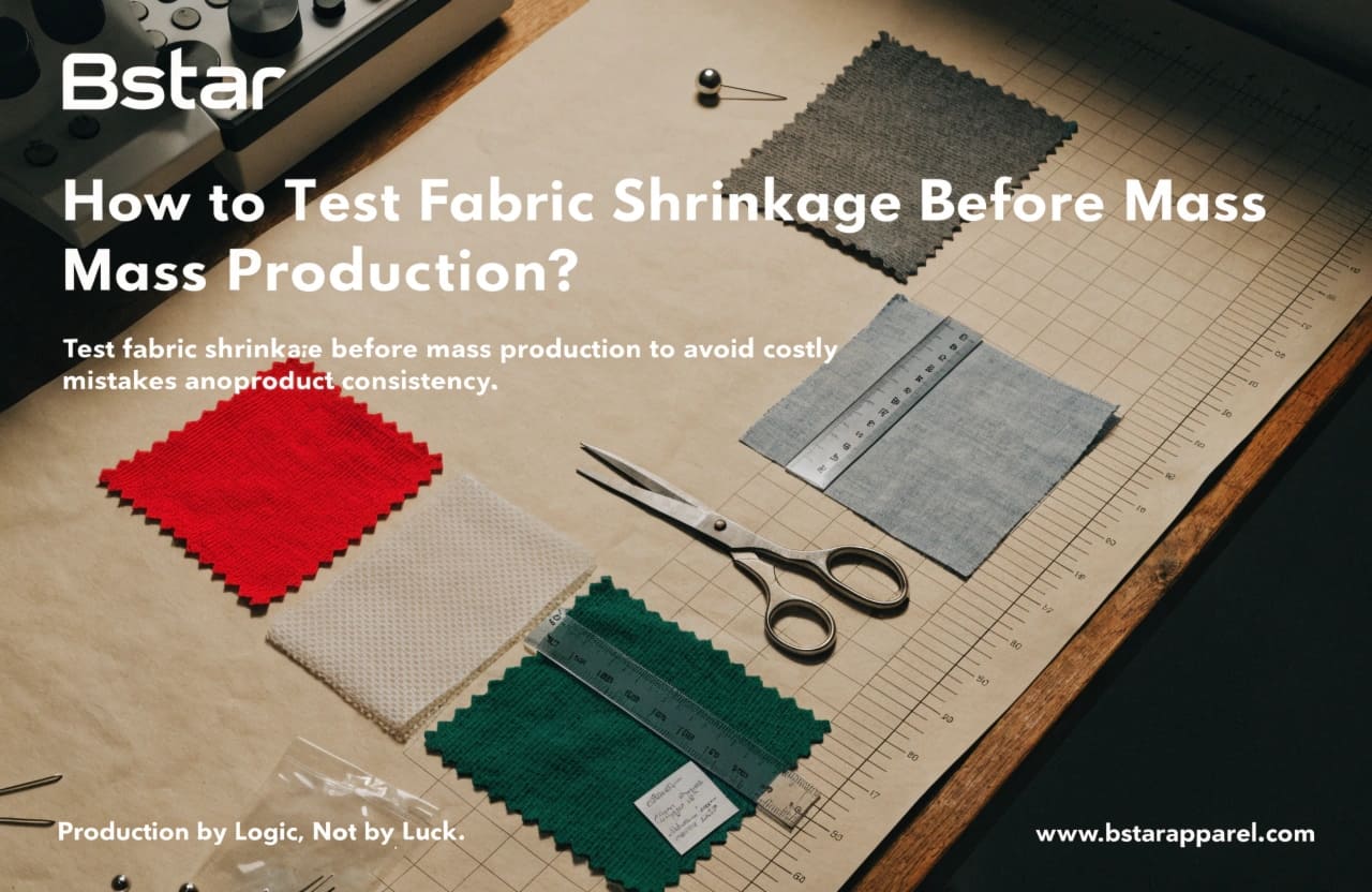 Fabric Shrinkage Testing Before Mass Production Fabric shrinkage testing specimens laid flat on a table with measurement grid