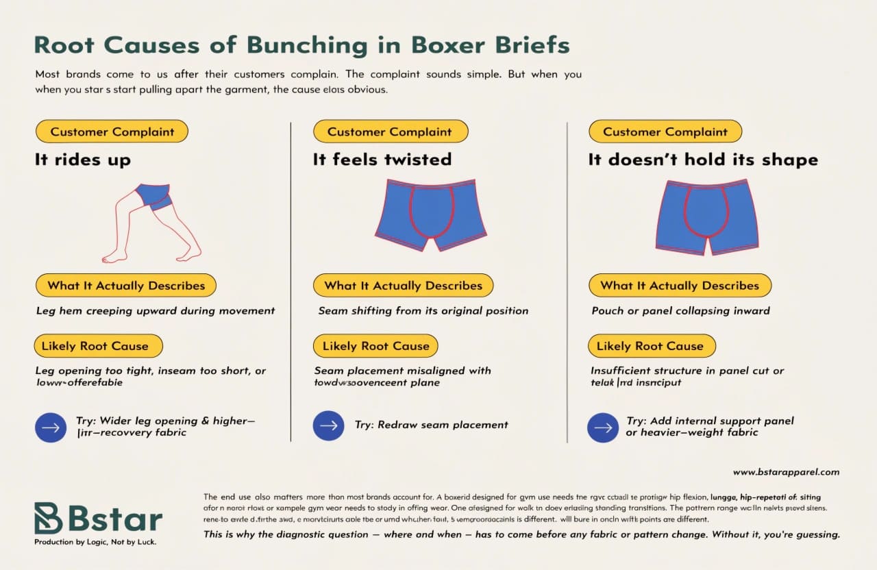 Root causes of boxer brief bunching