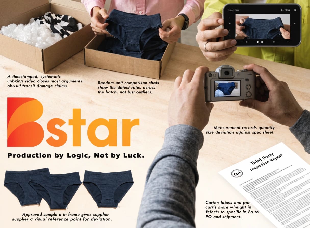 Evidence collection for underwear supplier defect claims Unboxing documentation for garment defect claims