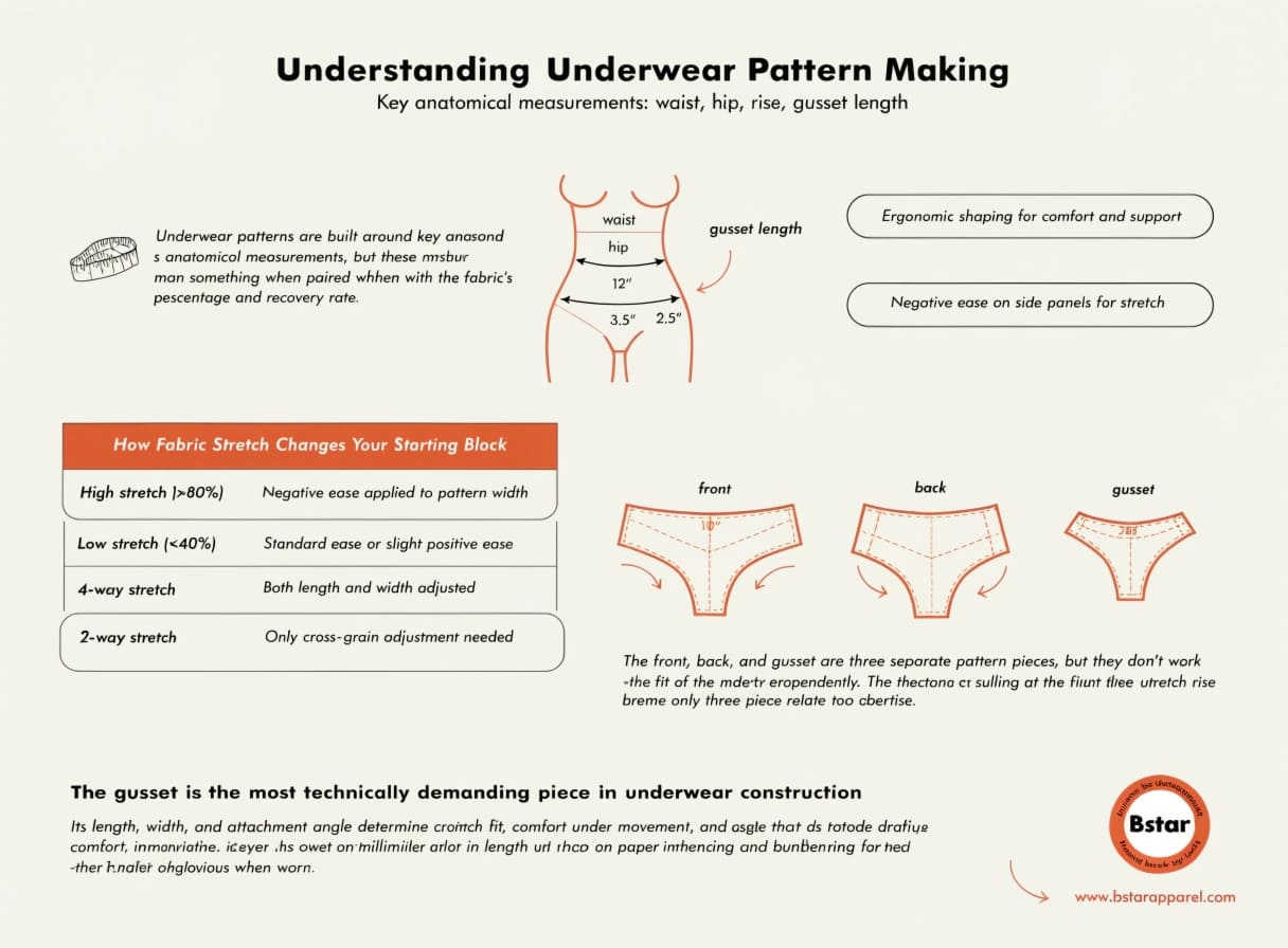 Anatomical measurements and ergonomic principles for underwear
