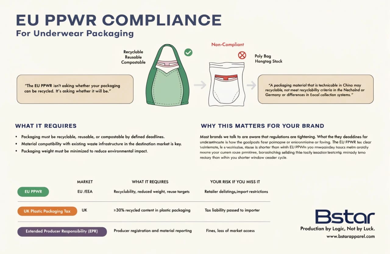 EU PPWR compliance for underwear packaging EU PPWR packaging compliance requirements for underwear brands