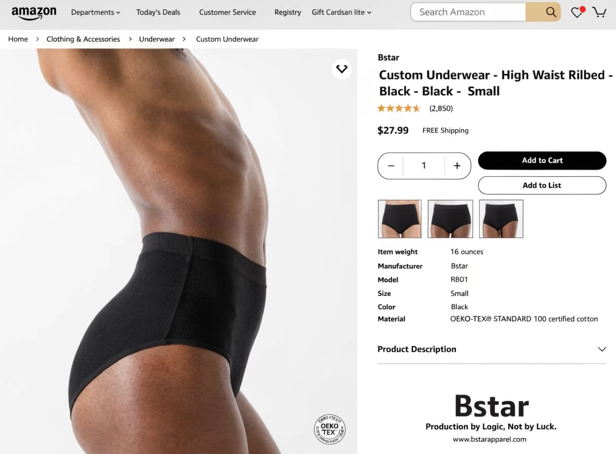 Amazon Listing Optimization for Custom Underwear SEO-optimized Amazon listing for custom underwear with keyword strategy
