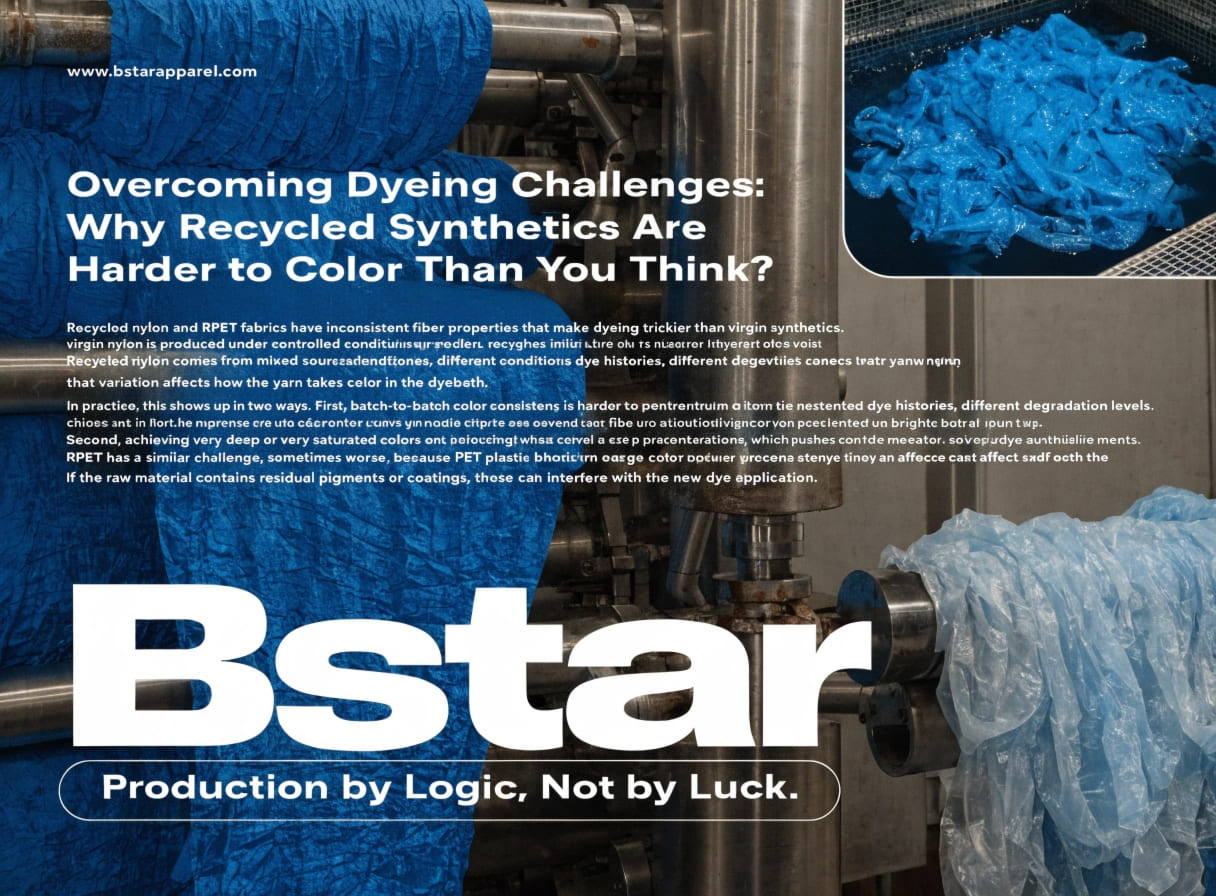 Dyeing process for recycled synthetic underwear fabric