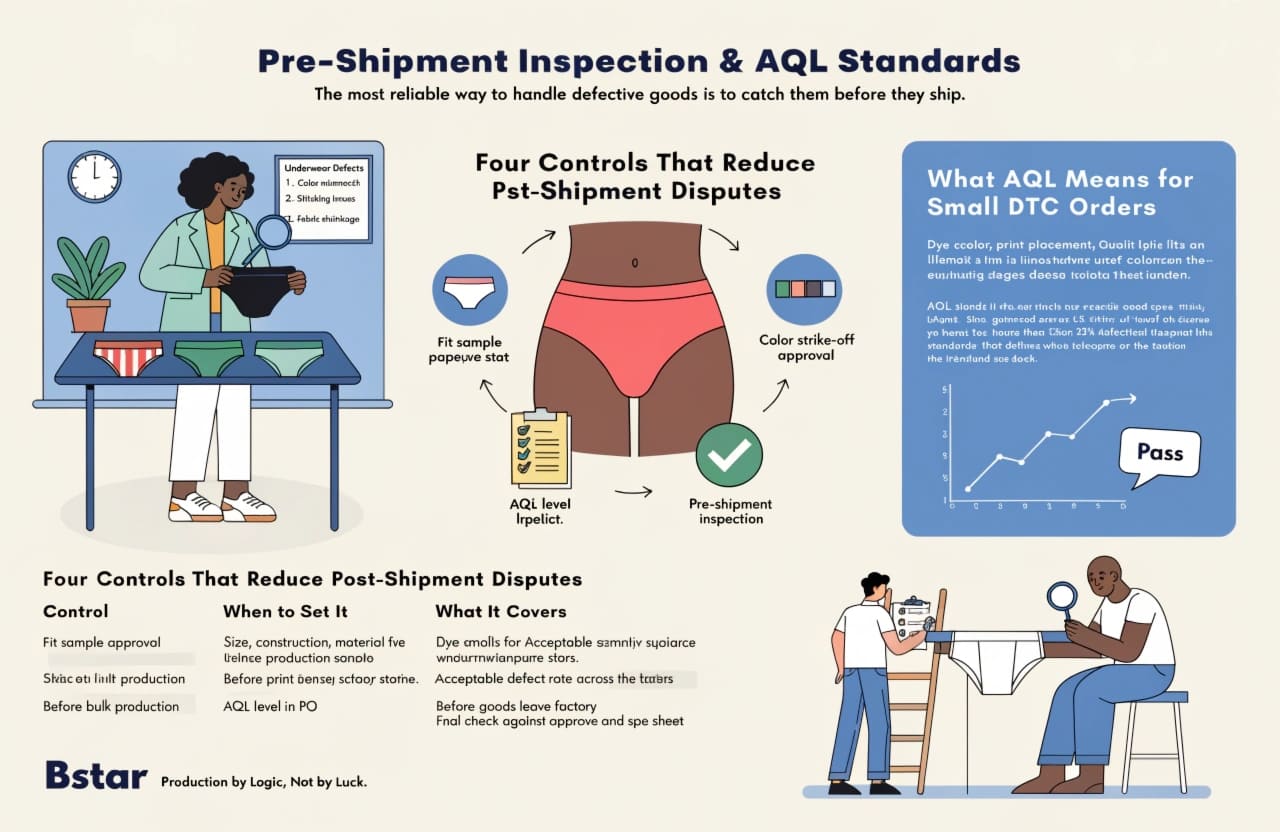 Pre-shipment inspection and AQL standards for underwear manufacturing Pre-shipment inspection for underwear quality control