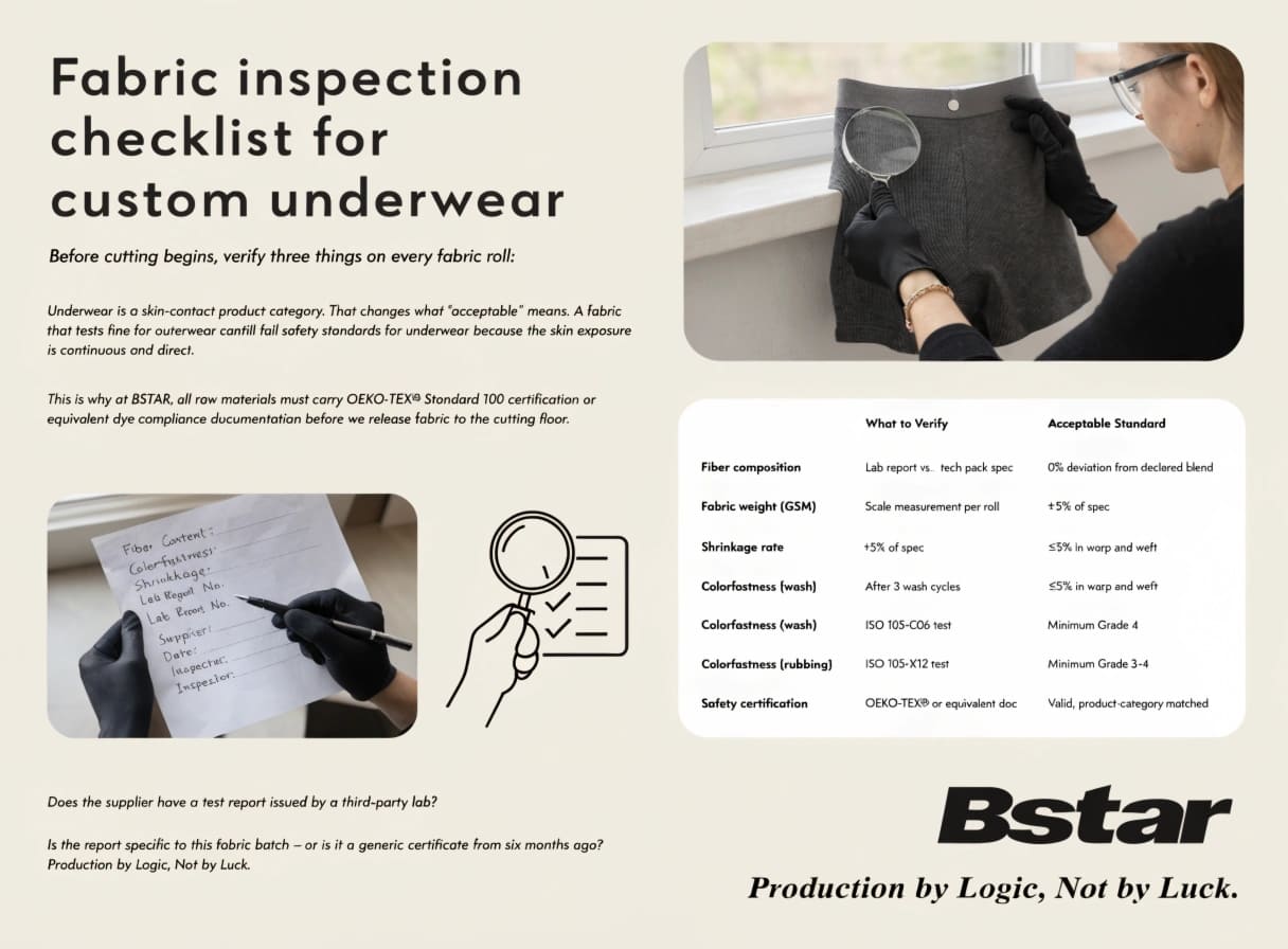 Fabric inspection checklist for custom underwear Raw material and fabric inspection for underwear